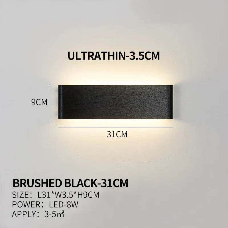Applique a LED piatta in alluminio con paralume in acrilico