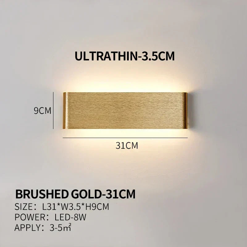 Applique a LED piatta in alluminio con paralume in acrilico