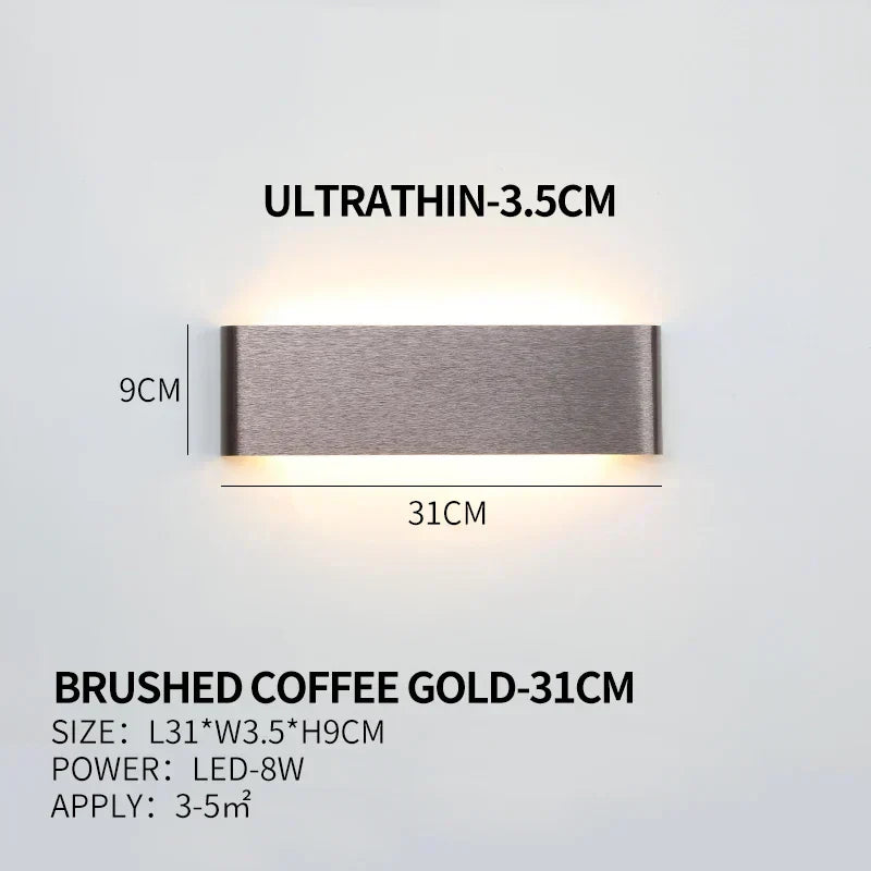 Applique a LED piatta in alluminio con paralume in acrilico