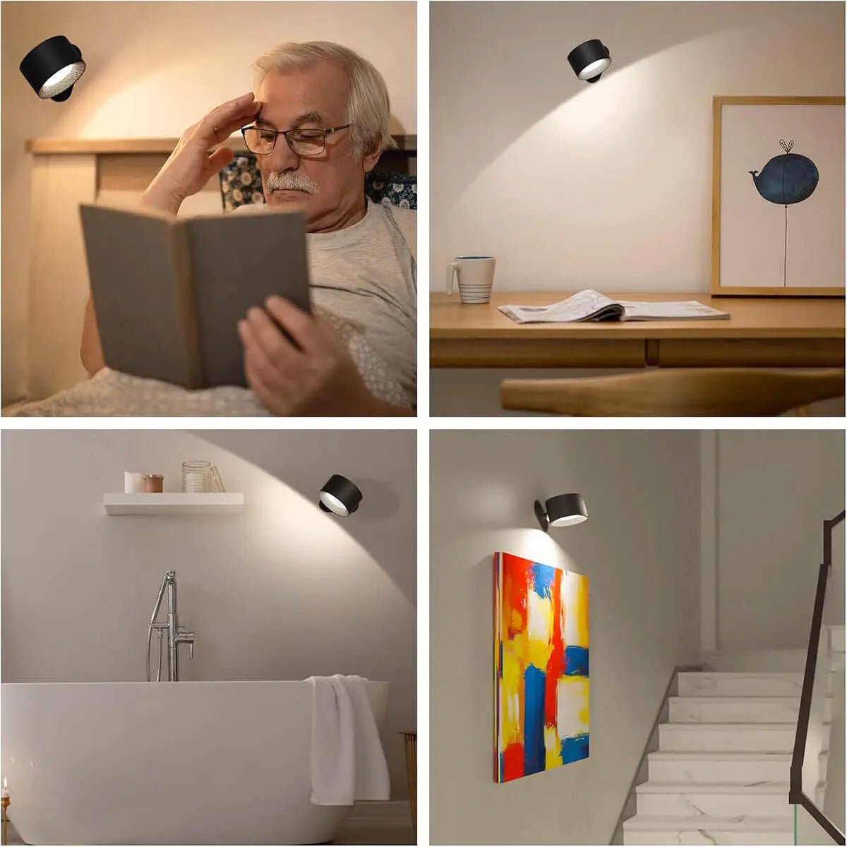 Applique da parete a LED senza fili e ricaricabile in stile nordico per camera da letto, corridoio e angolo lettura