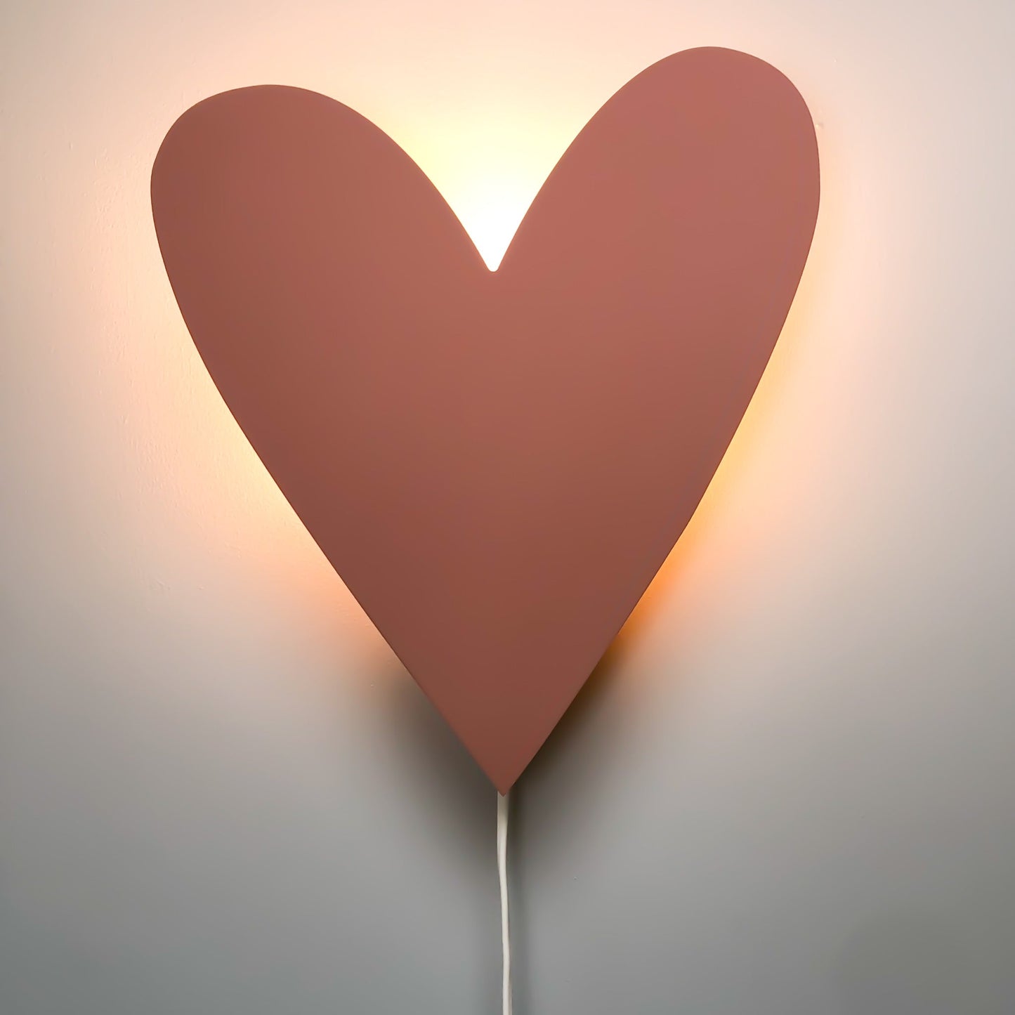 Applique da Parete in Legno per Cameretta Bambini | A Forma di Cuore - Rosa Terracotta