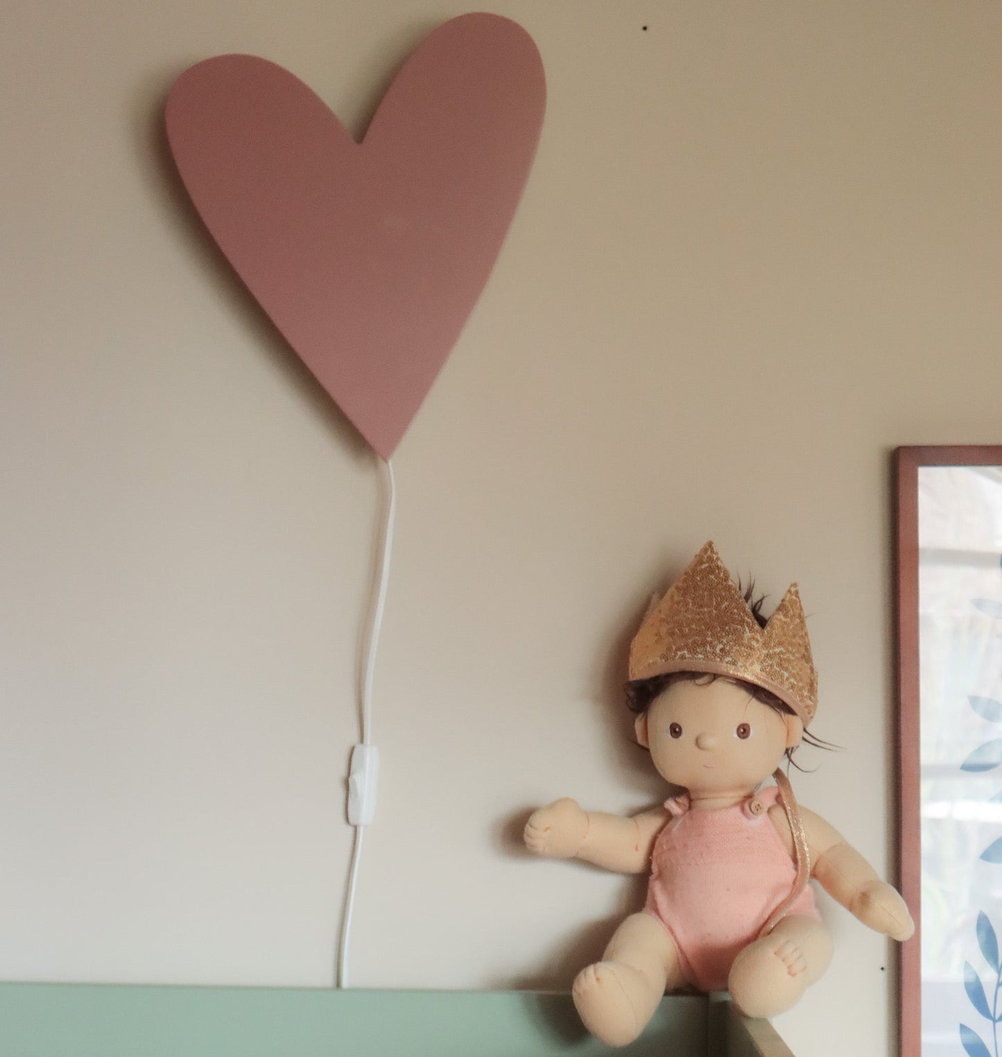 Applique da Parete in Legno per Cameretta Bambini | A Forma di Cuore - Rosa Terracotta