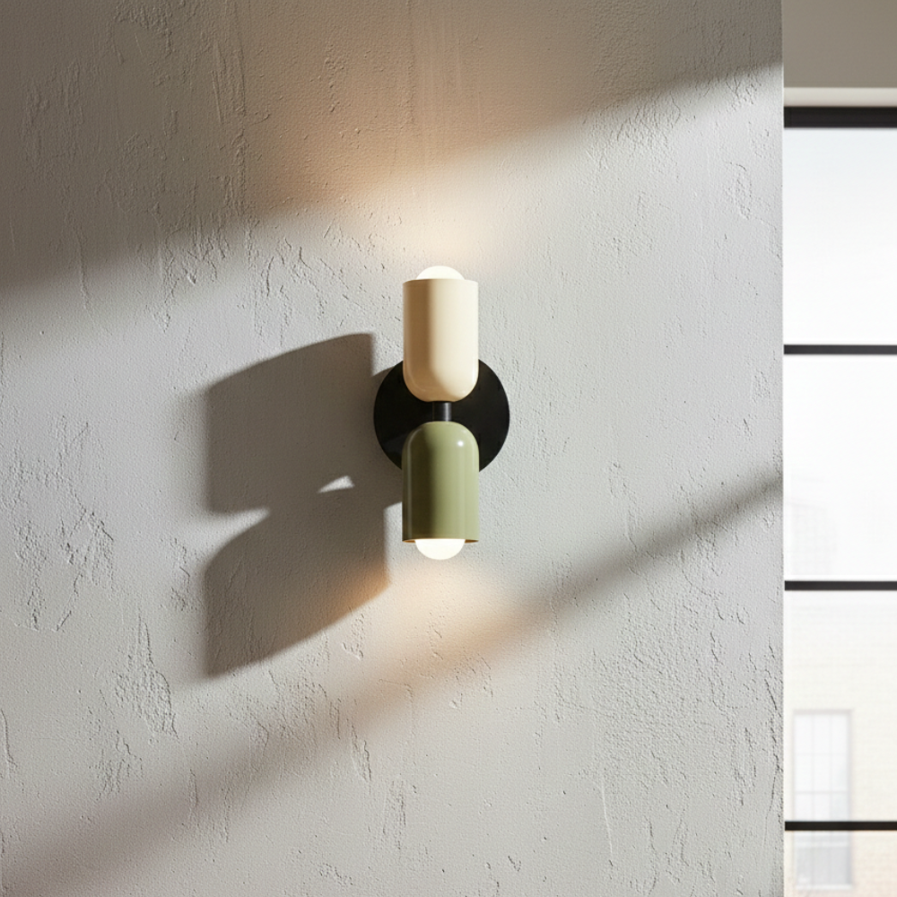 Applique da parete in stile vintage a due punti luce orientabili