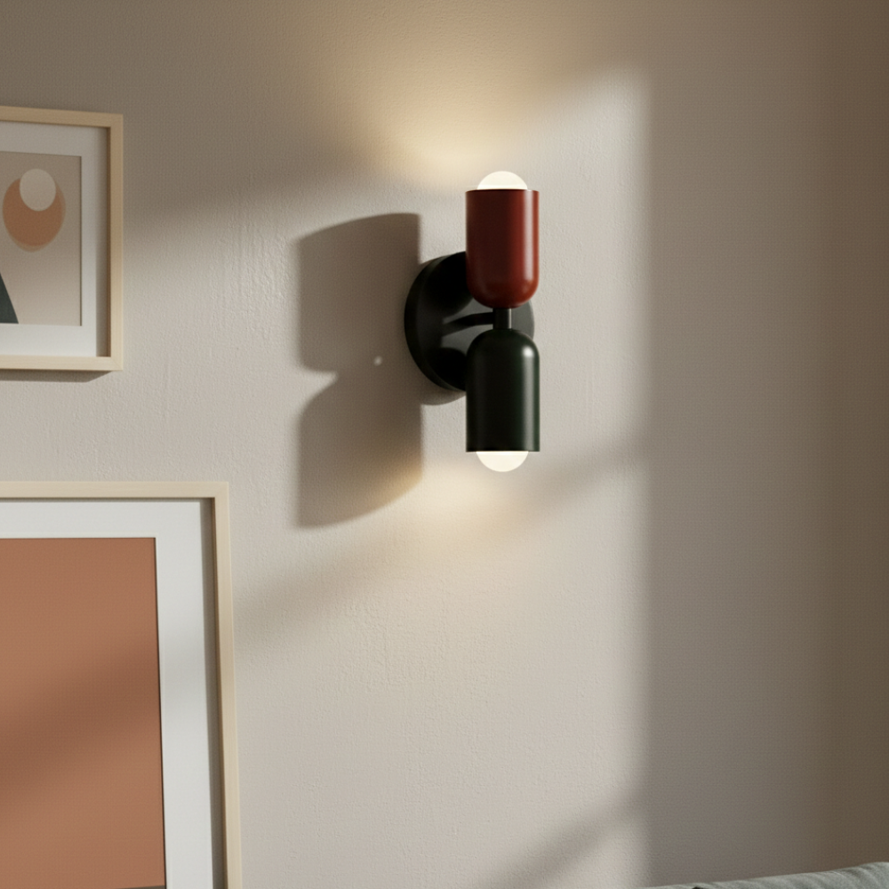 Applique da parete in stile vintage a due punti luce orientabili
