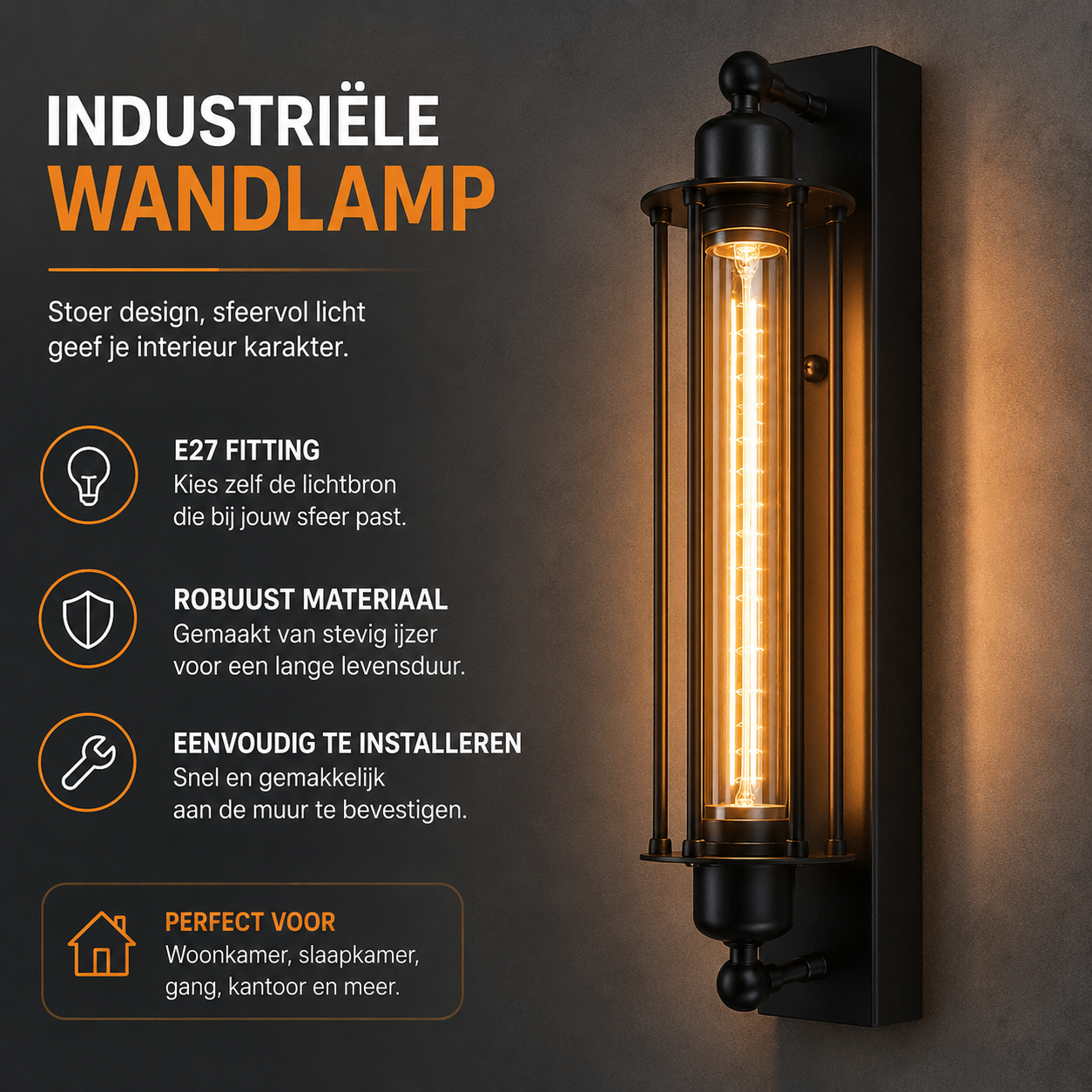 Applique da parete industriale retrò E27 | Lampada da parete classica dal design moderno a LED per decorazione domestica