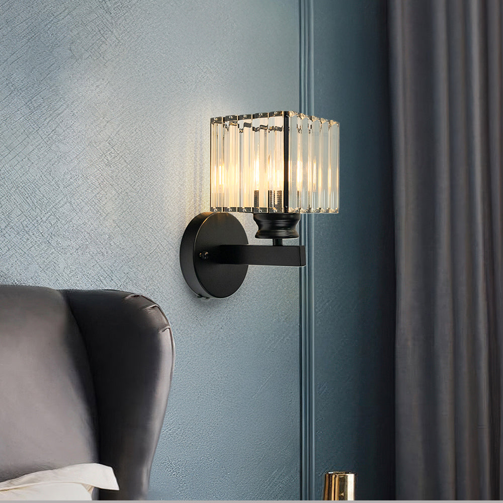 Applique in Cristallo | Lampada da Parete Moderna in Vetro e Ferro