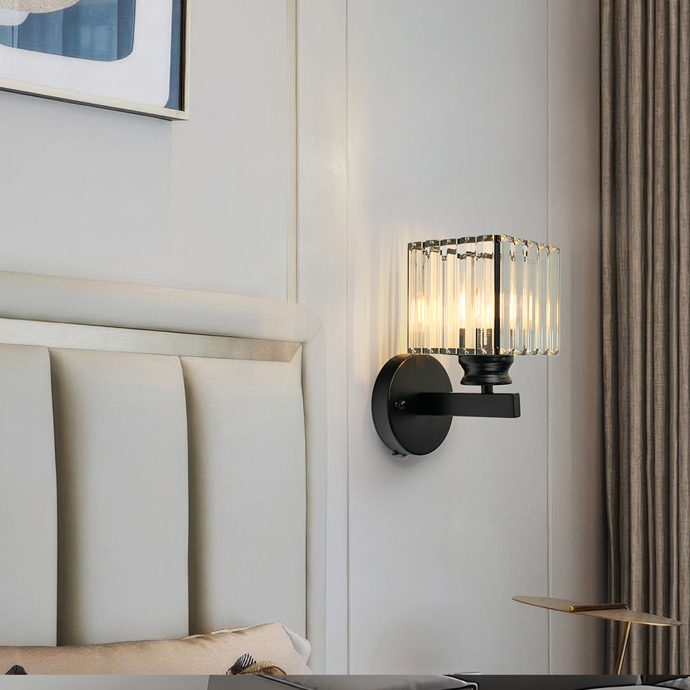 Applique in Cristallo | Lampada da Parete Moderna in Vetro e Ferro