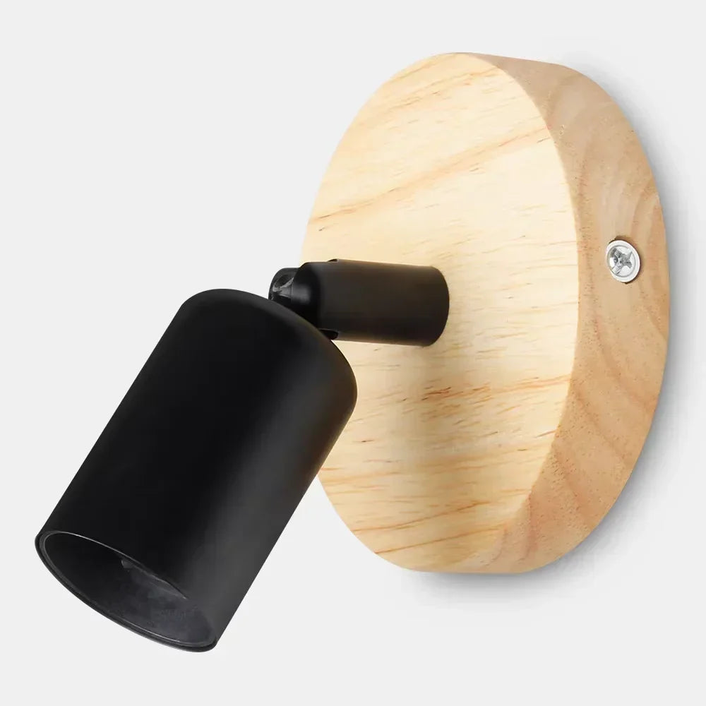 Applique retrò vintage | Lampada da parete regolabile in metallo e legno