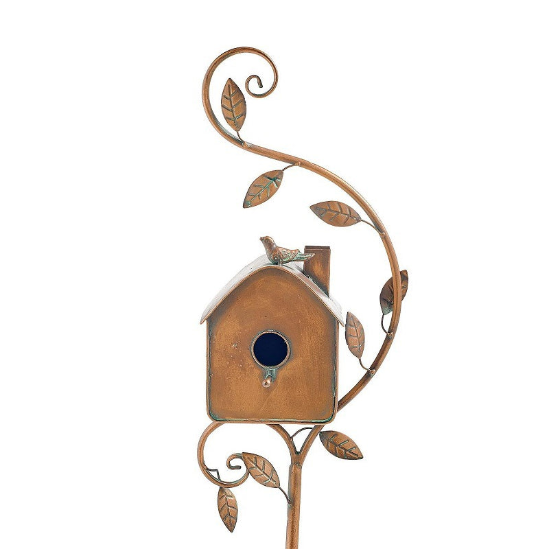 Asta Decorativa da Giardino con Casetta per Uccelli in Metallo da Esterno