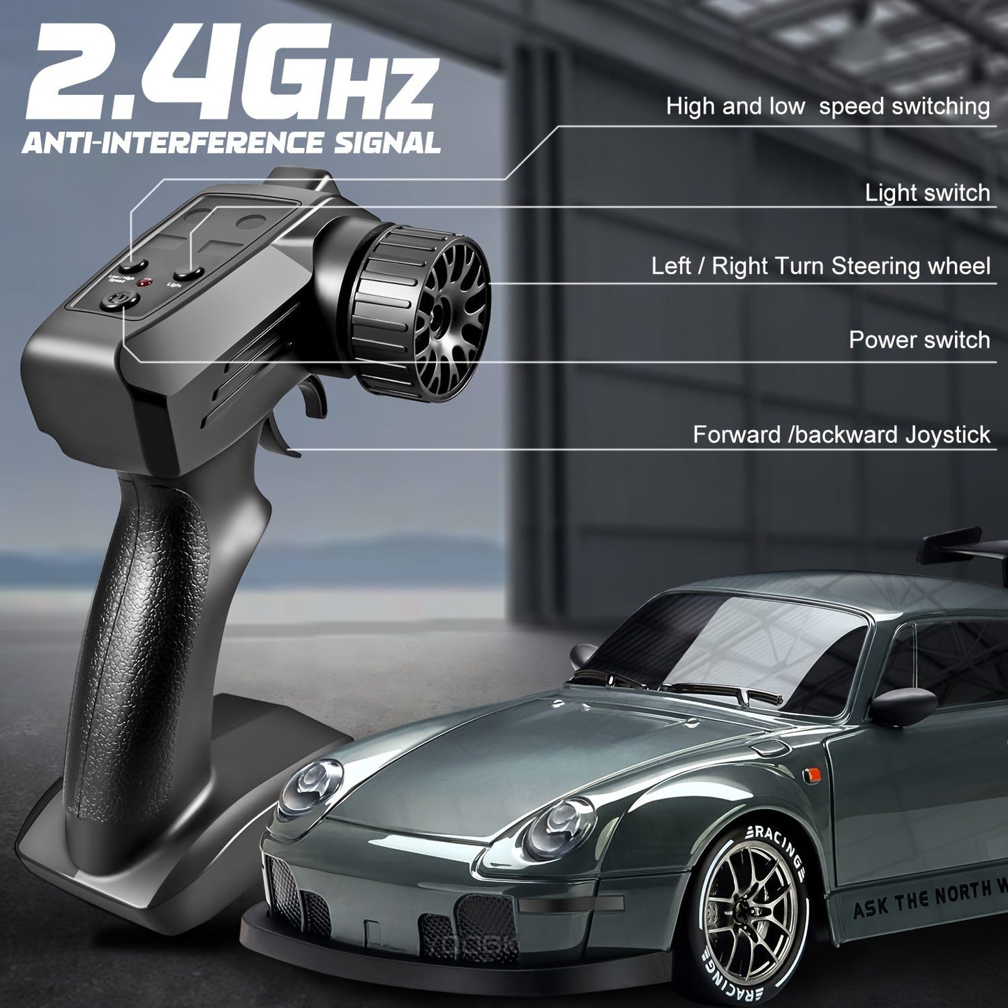 Auto RC radiocomandata a 2,4 GHz da drift, ricaricabile