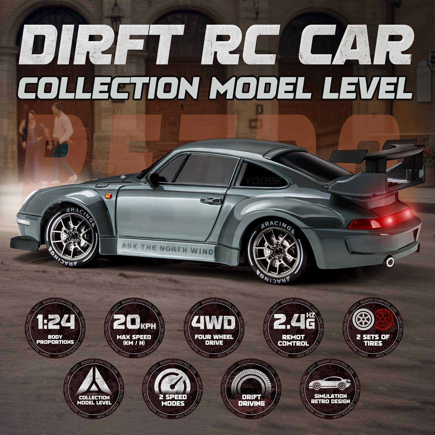 Auto RC radiocomandata a 2,4 GHz da drift, ricaricabile