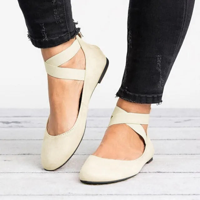 Ballerine da donna con cinturini incrociati alla caviglia