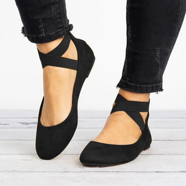 Ballerine da donna con cinturini incrociati alla caviglia