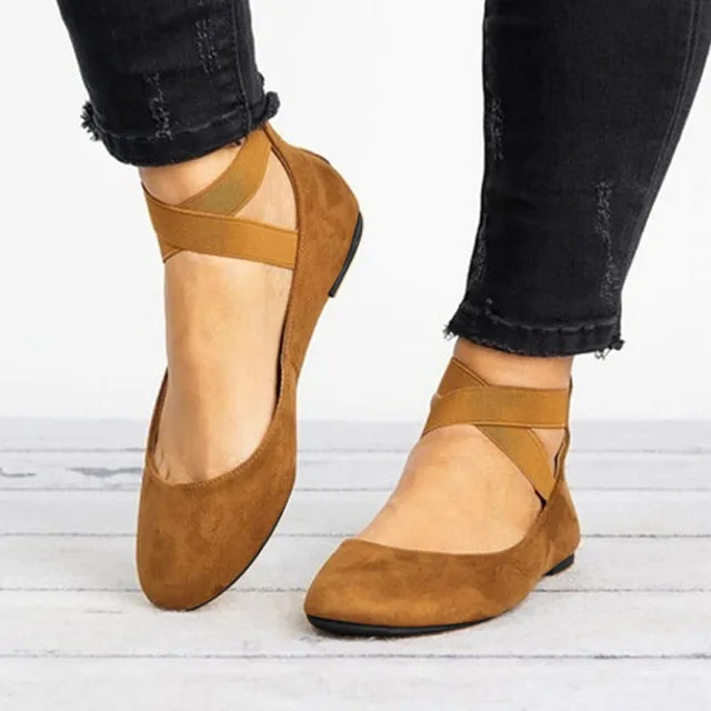 Ballerine da donna con cinturini incrociati alla caviglia