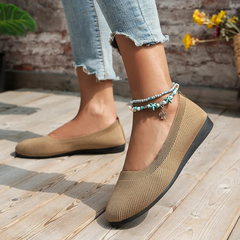 Ballerine slip-on da donna in maglia