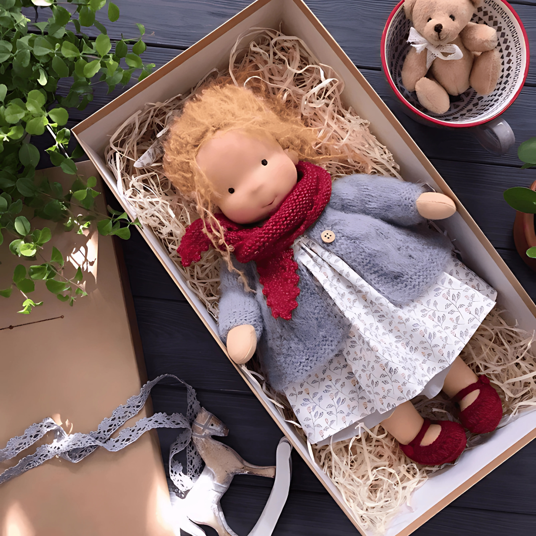 Bambola fatta a mano in morbido peluche – Giocattolo waldorfiano