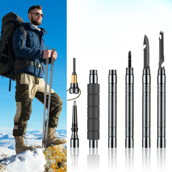 Bastoncino da Trekking Tattico e da Sopravvivenza Outdoor con Kit Multiuso