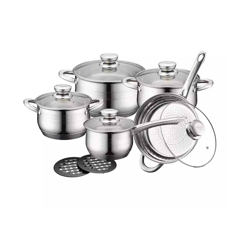 Batteria da Cucina in Acciaio Inox (12 Pezzi)