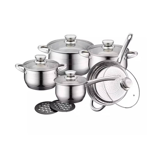 Batteria da Cucina in Acciaio Inox (12 Pezzi)