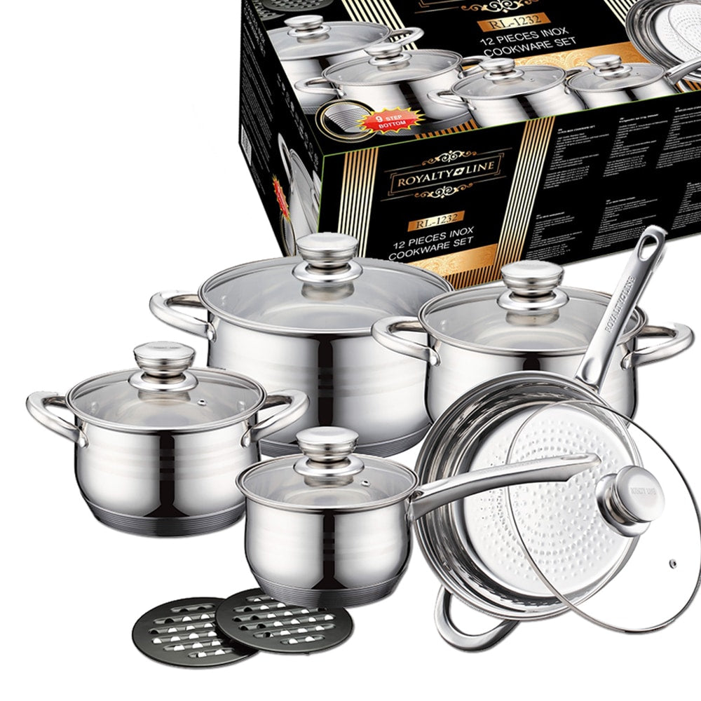 Batteria da Cucina in Acciaio Inox (12 Pezzi)