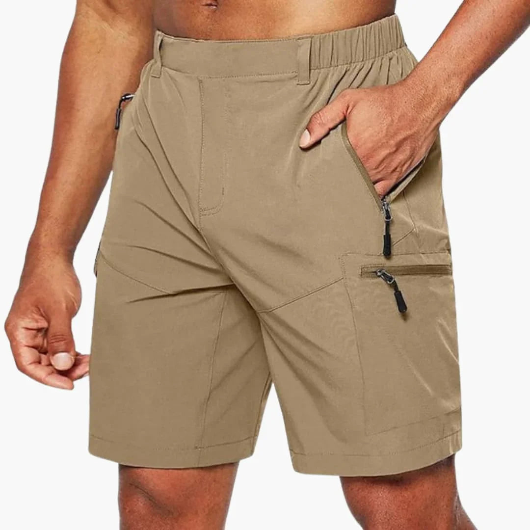 Bermuda cargo da uomo in tessuto ripstop con tasche con zip