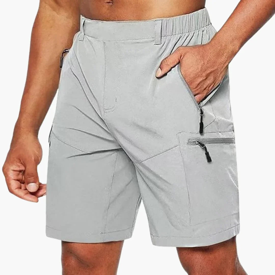 Bermuda cargo da uomo in tessuto ripstop con tasche con zip