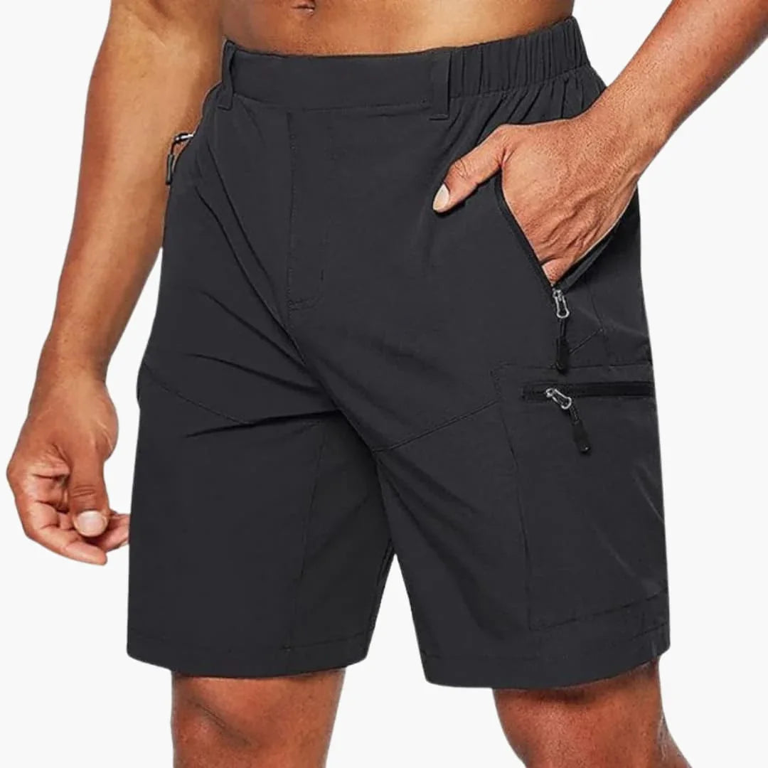 Bermuda cargo da uomo in tessuto ripstop con tasche con zip