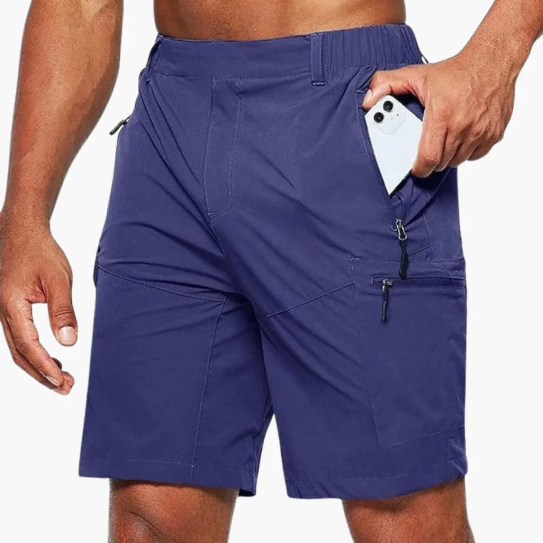 Bermuda cargo da uomo in tessuto ripstop con tasche con zip