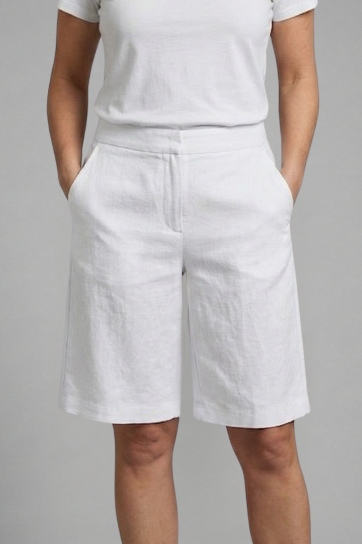 Bermuda Casual da Donna al Ginocchio con Vita Regolabile e Tasche in Tessuto Comodo e Leggero