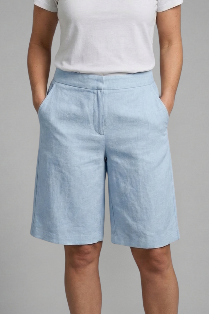 Bermuda Casual da Donna al Ginocchio con Vita Regolabile e Tasche in Tessuto Comodo e Leggero