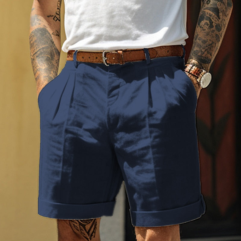 Bermuda da Uomo con Pinces e Risvolto