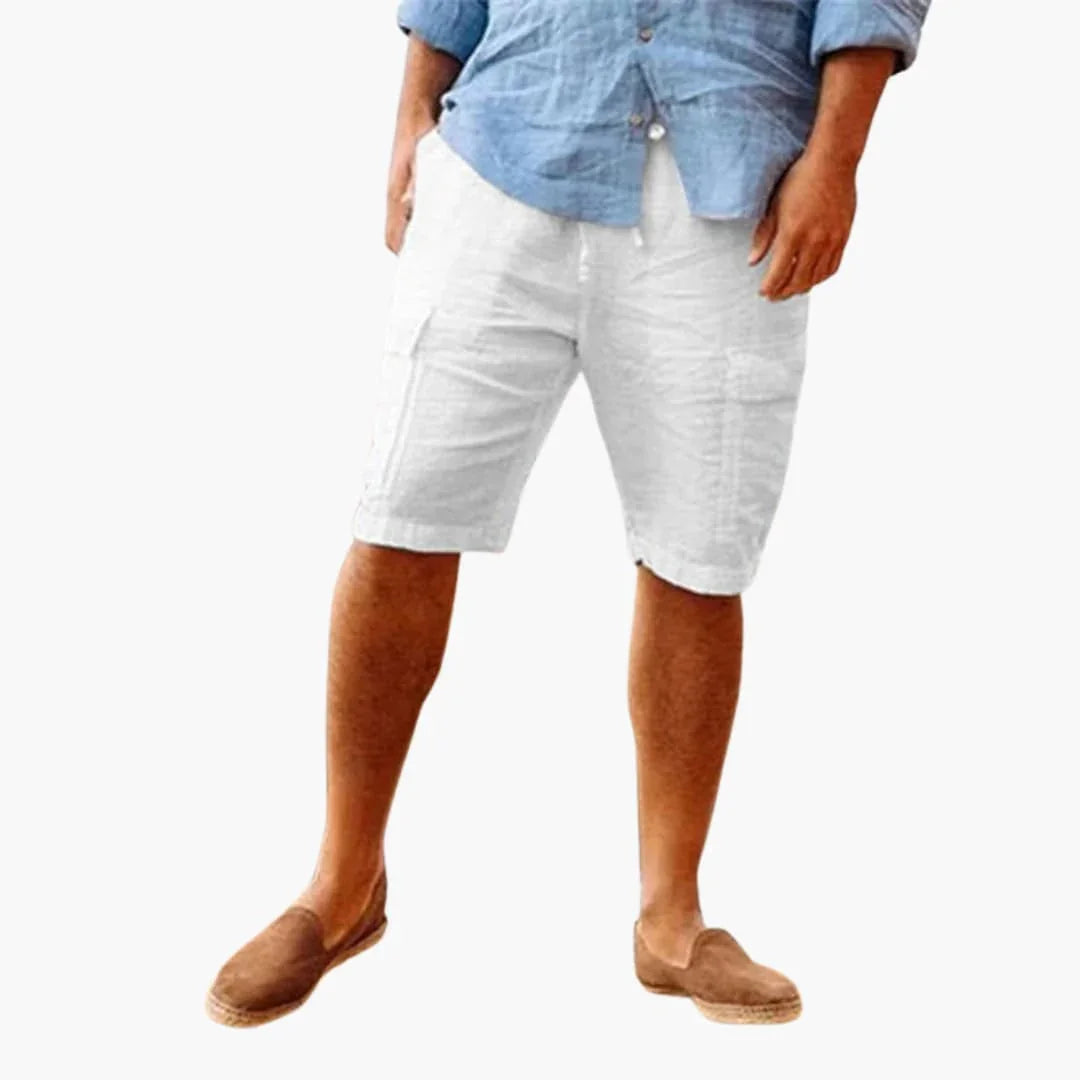 Bermuda estivi da uomo in lino con tasche laterali
