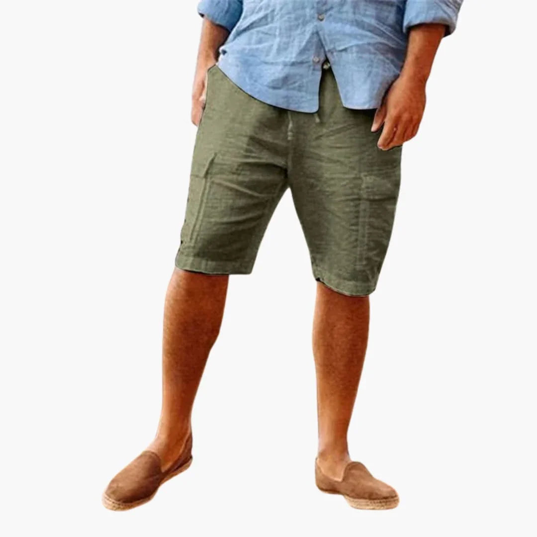 Bermuda estivi da uomo in lino con tasche laterali