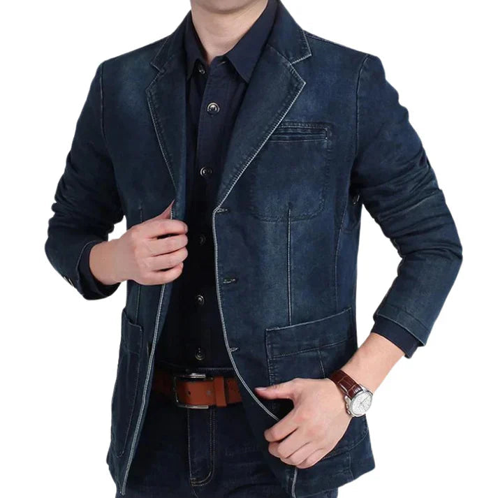 Blazer casual da uomo alla moda in stile denim