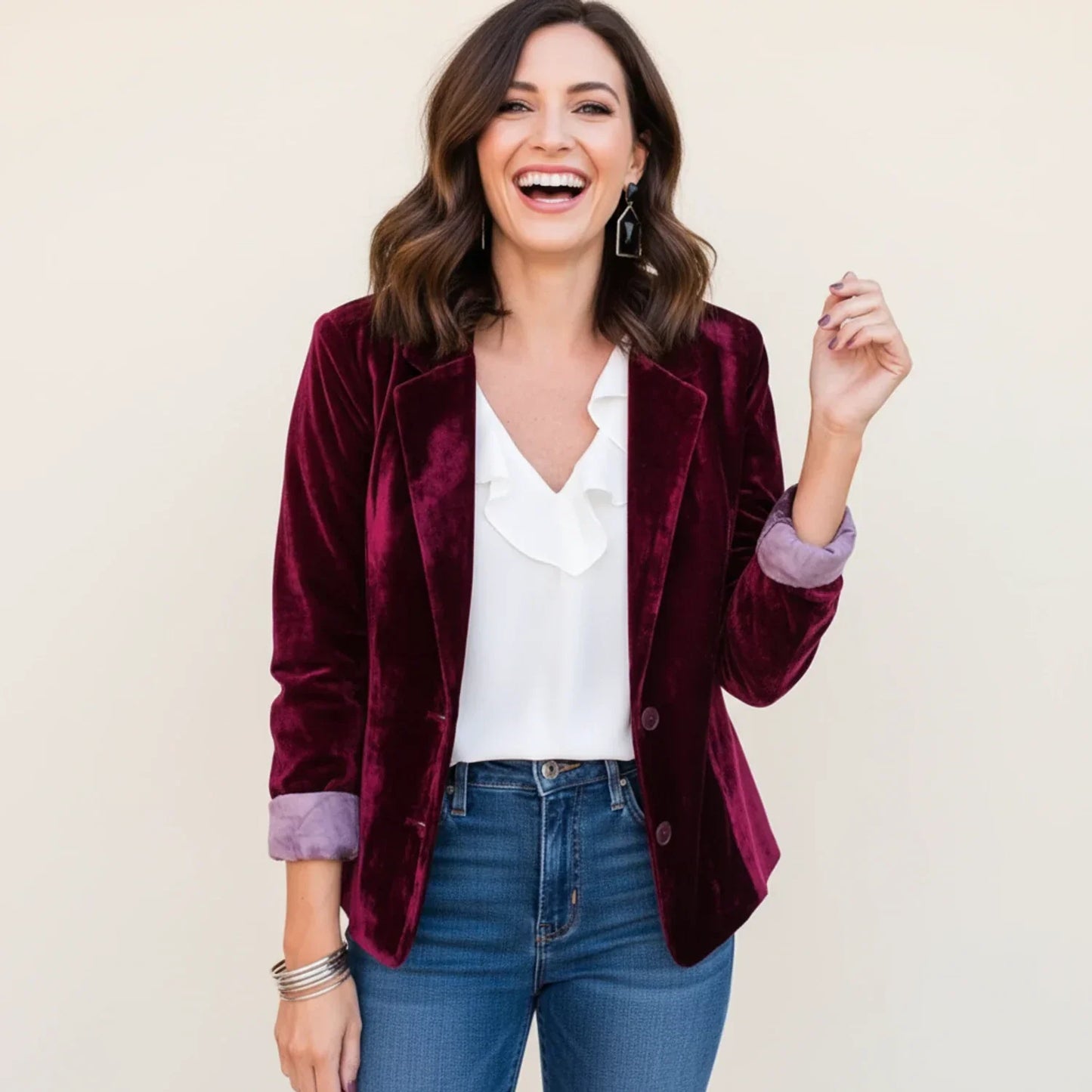 Blazer classico da donna in velluto