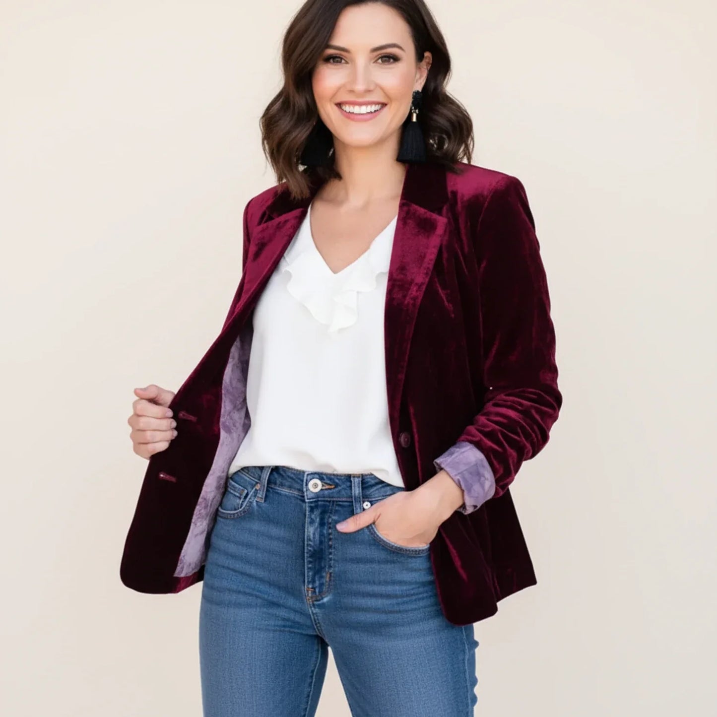 Blazer classico da donna in velluto