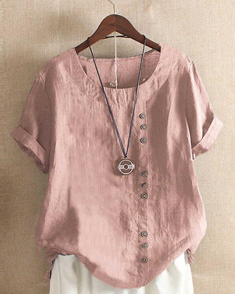 Blusa da Donna a Maniche Corte con Bottoni