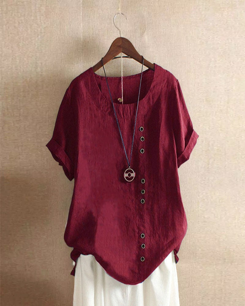 Blusa da Donna a Maniche Corte con Bottoni