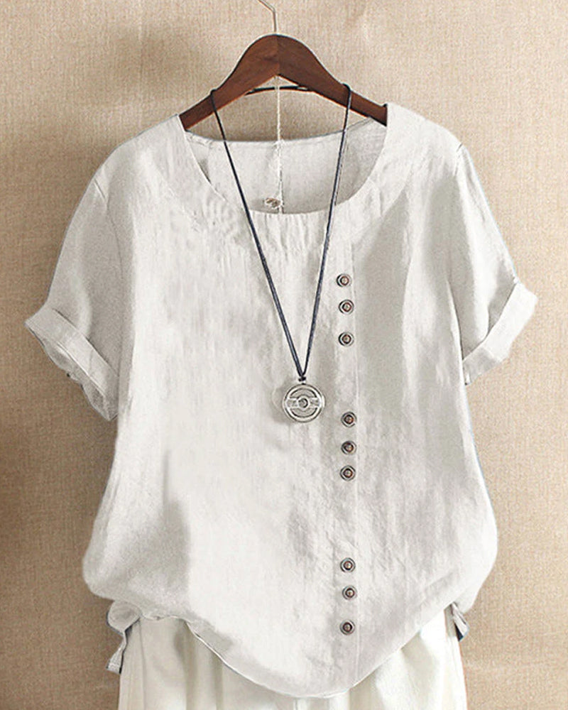 Blusa da Donna a Maniche Corte con Bottoni