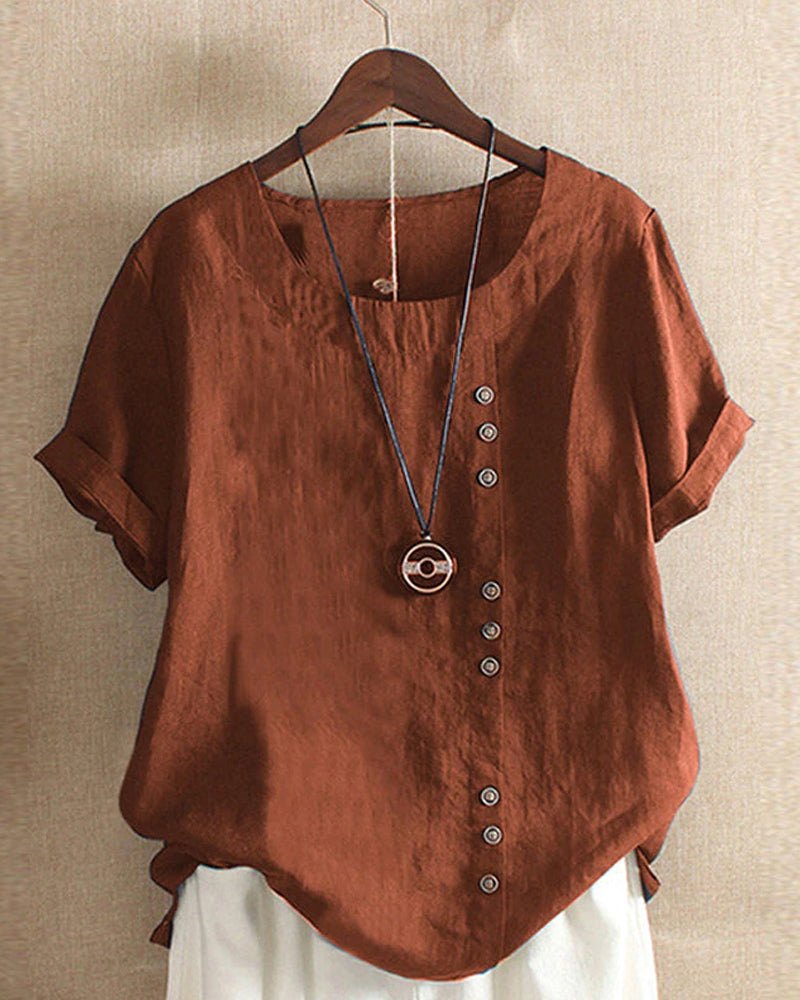 Blusa da Donna a Maniche Corte con Bottoni