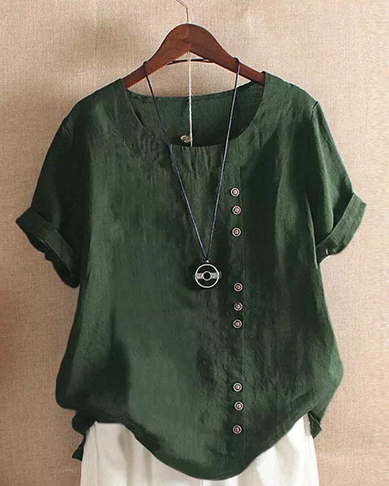 Blusa da Donna a Maniche Corte con Bottoni