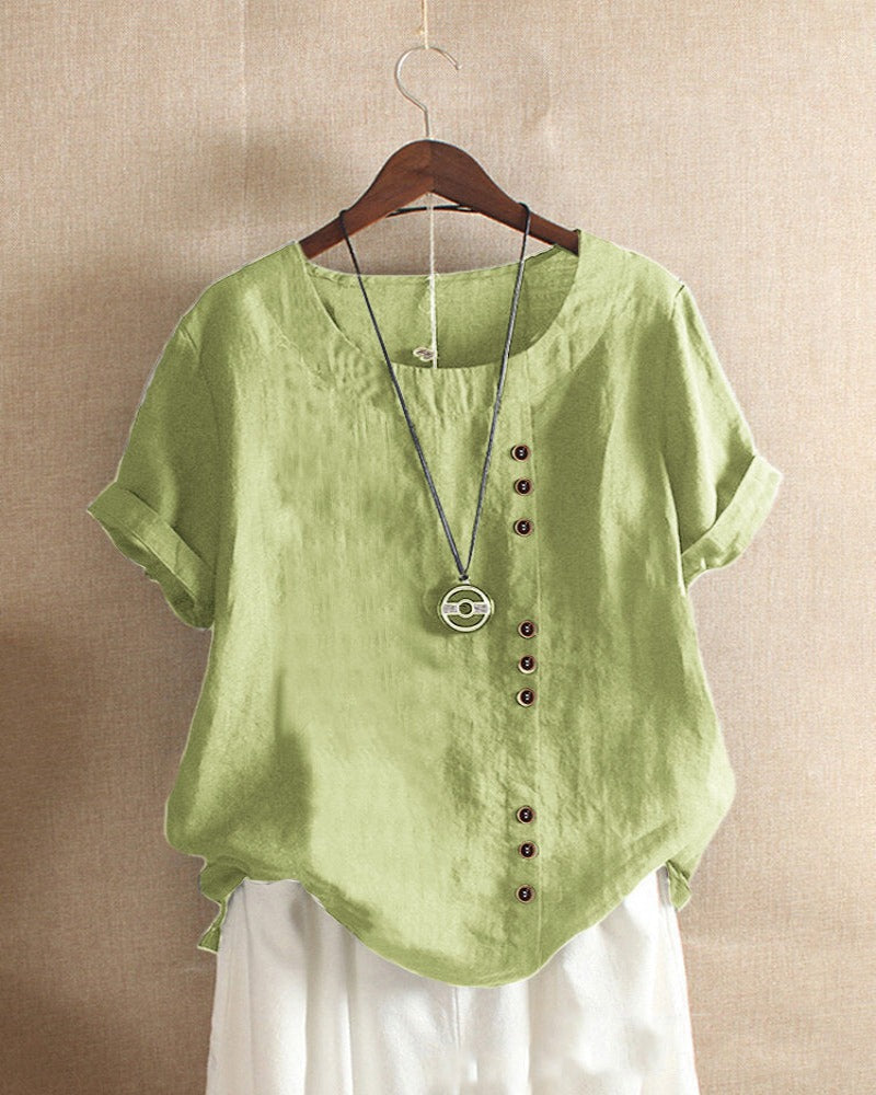 Blusa da Donna a Maniche Corte con Bottoni