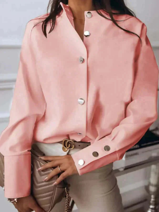 Blusa da donna a maniche lunghe con patta di bottoni