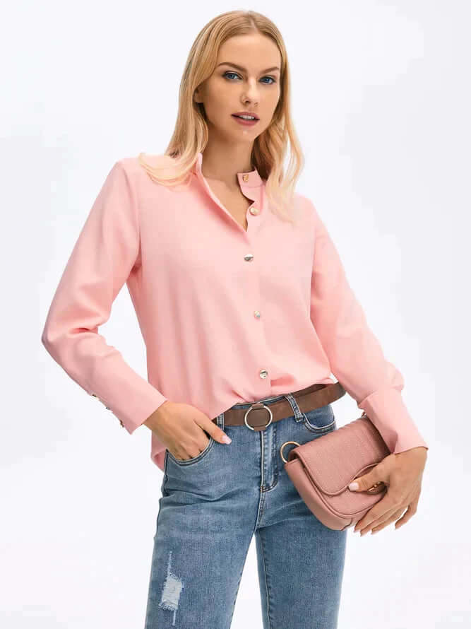Blusa da donna a maniche lunghe con patta di bottoni