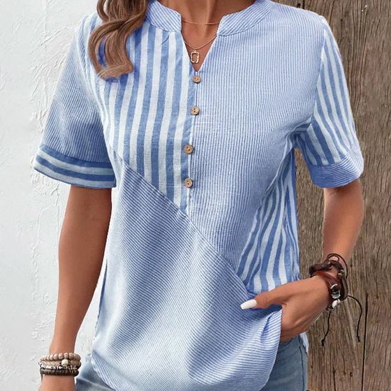 Blusa da Donna a Righe con Bottoni