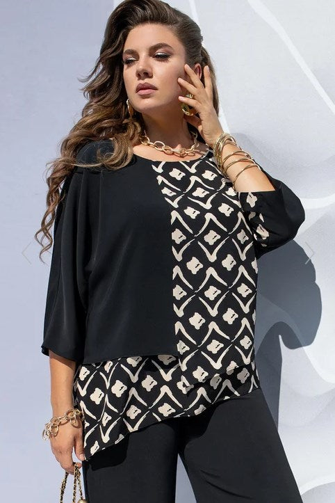 Blusa da Donna a Strati con Stampa Grafica