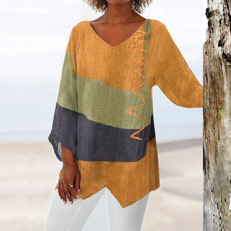 Blusa da Donna Color Block a Maniche Lunghe