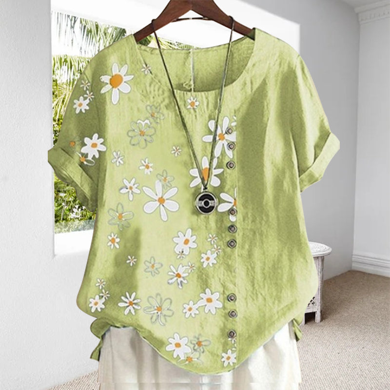 Blusa da donna con colletto alla coreana e fantasia floreale