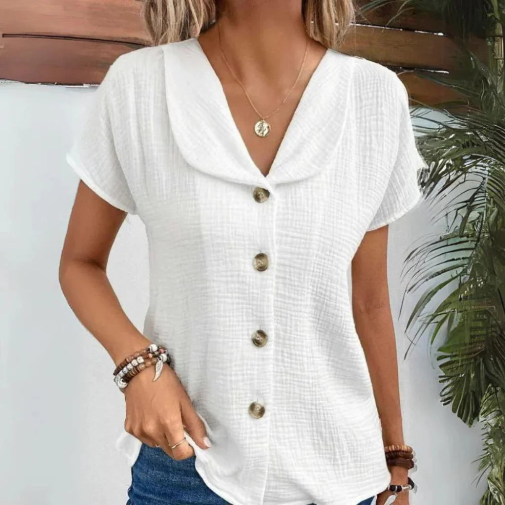 Blusa da donna con colletto e chiusura a bottoni