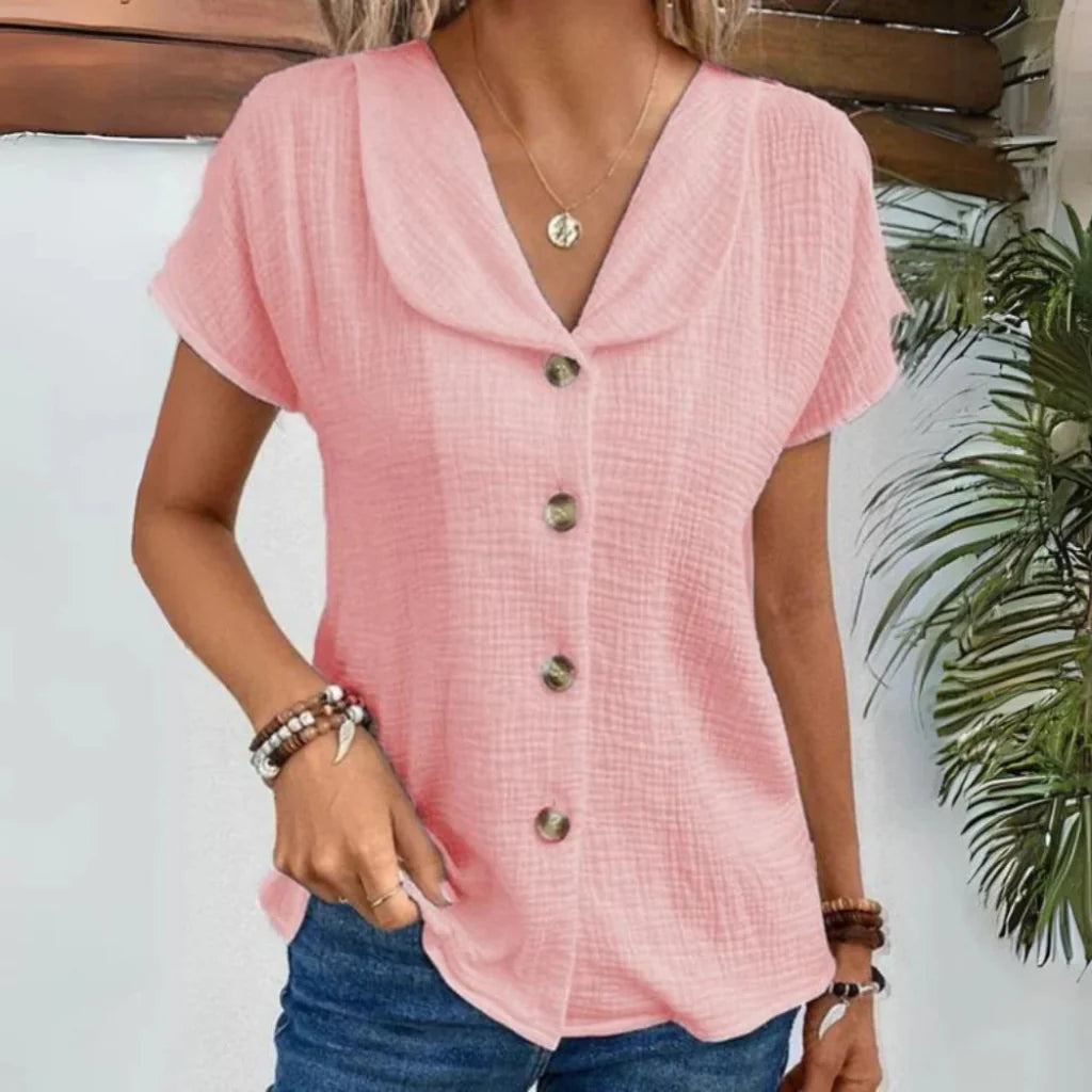 Blusa da donna con colletto e chiusura a bottoni